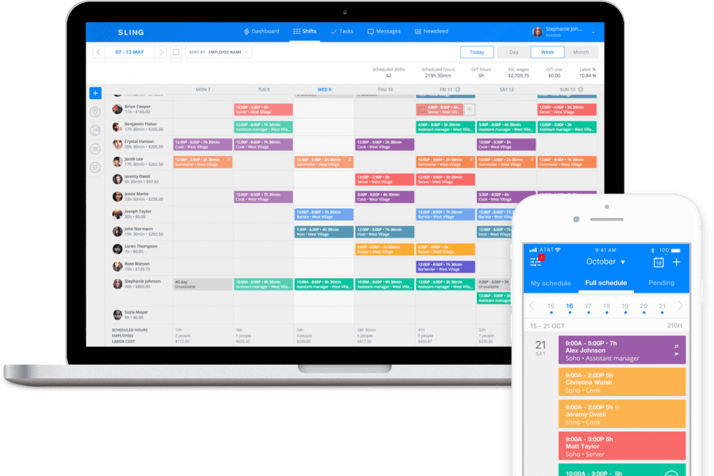 desktop and mobile calendar views showing a rotating shift schedule