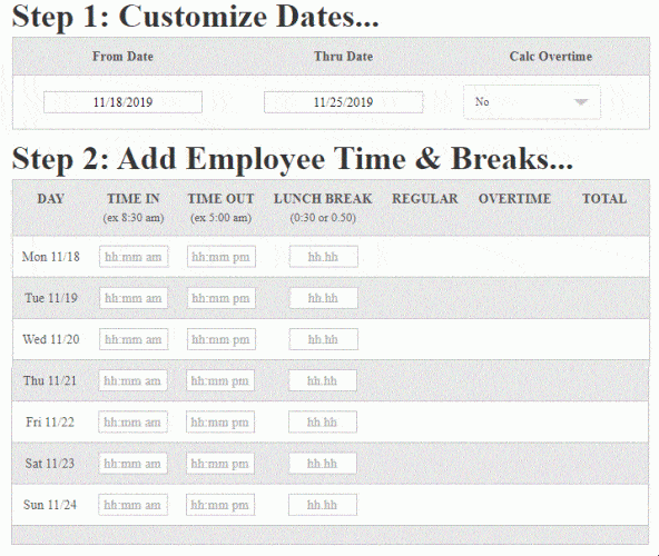 On The Clock time card calculator Sling