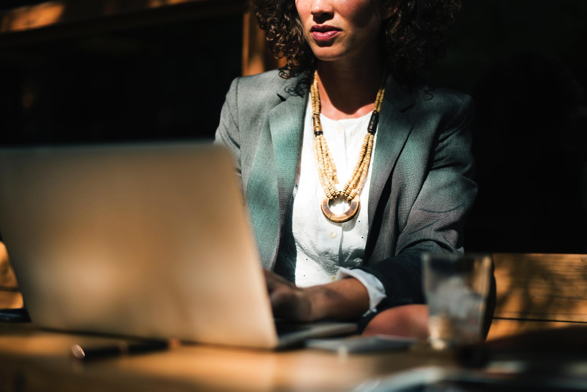 Woman working outside