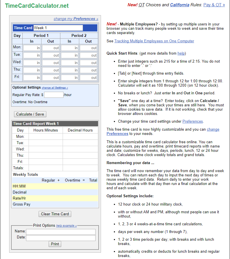 time card calculator