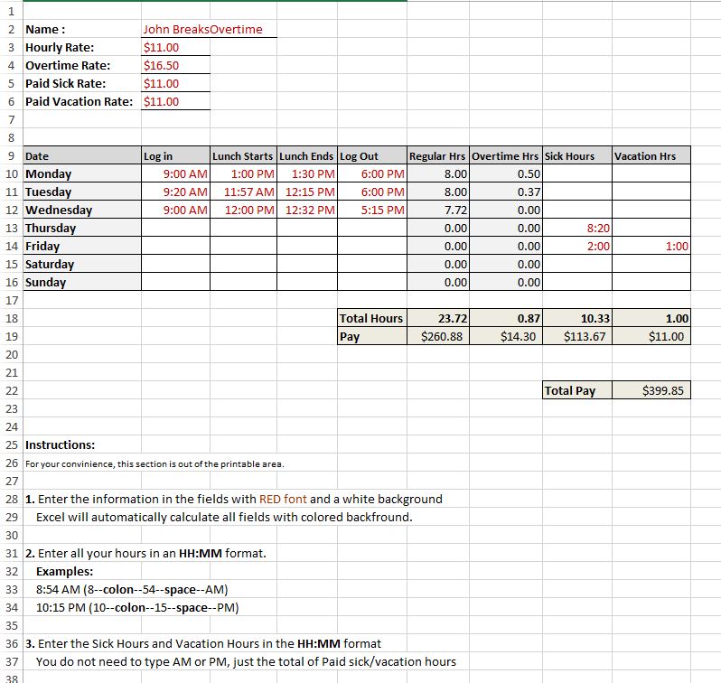 Free Printable Time Card Calculator - Free Templates Printable