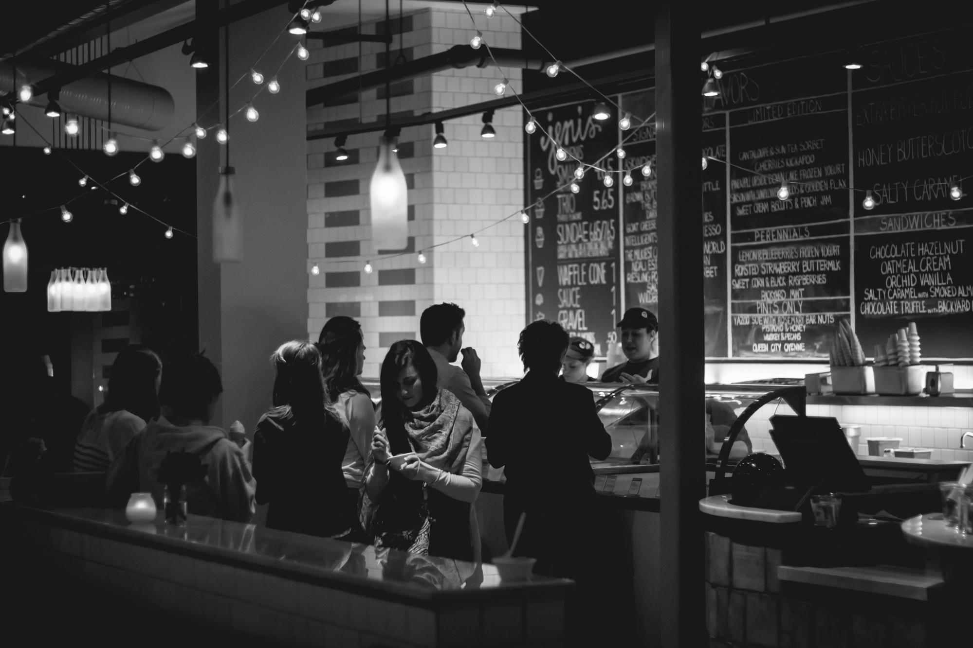 Employees working a shift schedule at a restaurant