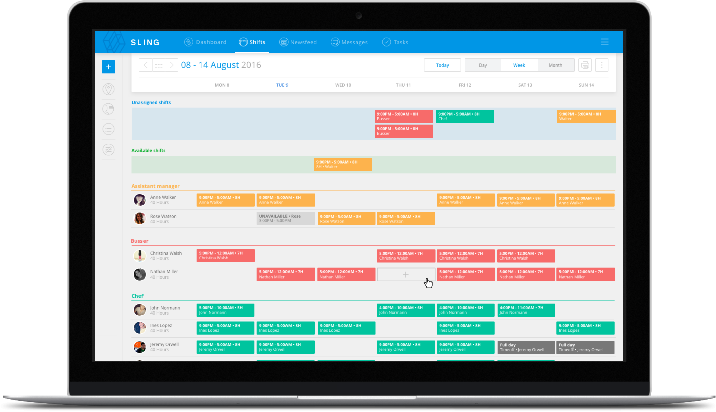 Sling employee scheduling feature