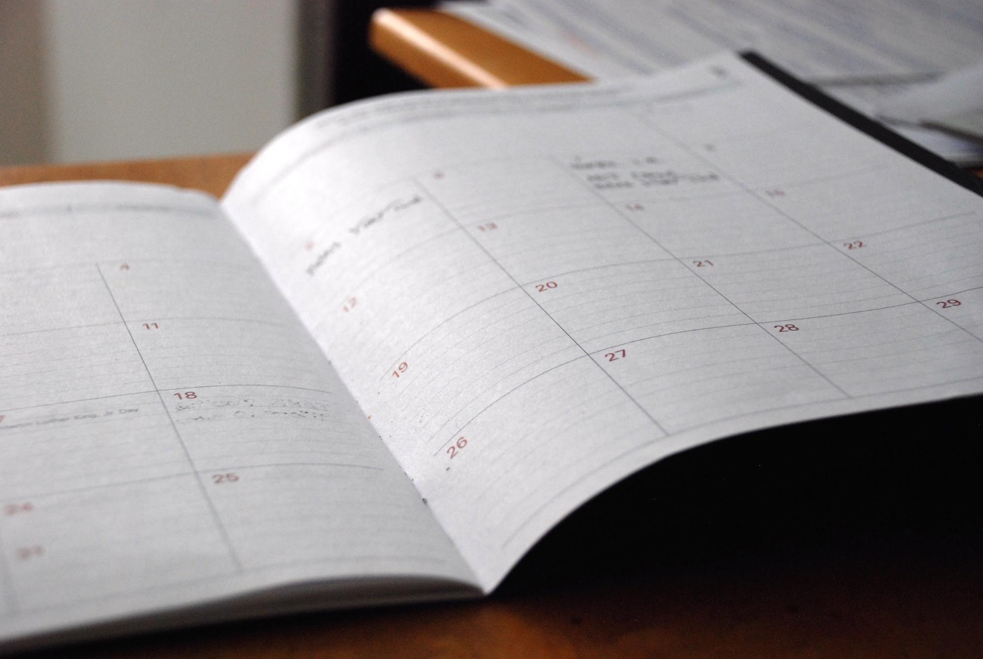 Paper calendar for employee scheduling