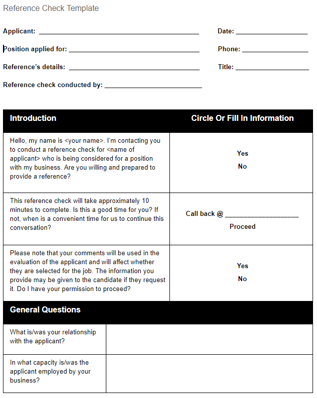 A Managers Guide To Using A Reference Check Template Sling 4572