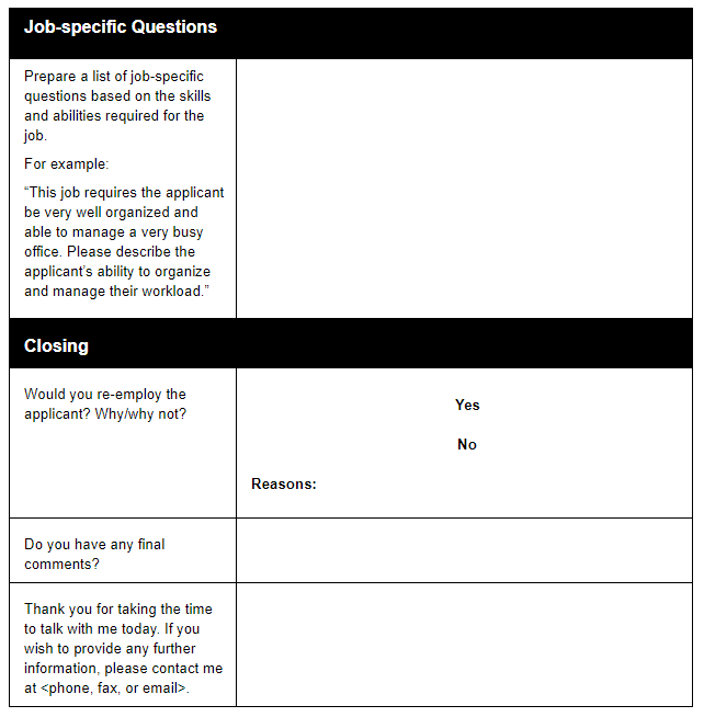 A Manager s Guide To Using A Reference Check Template Sling