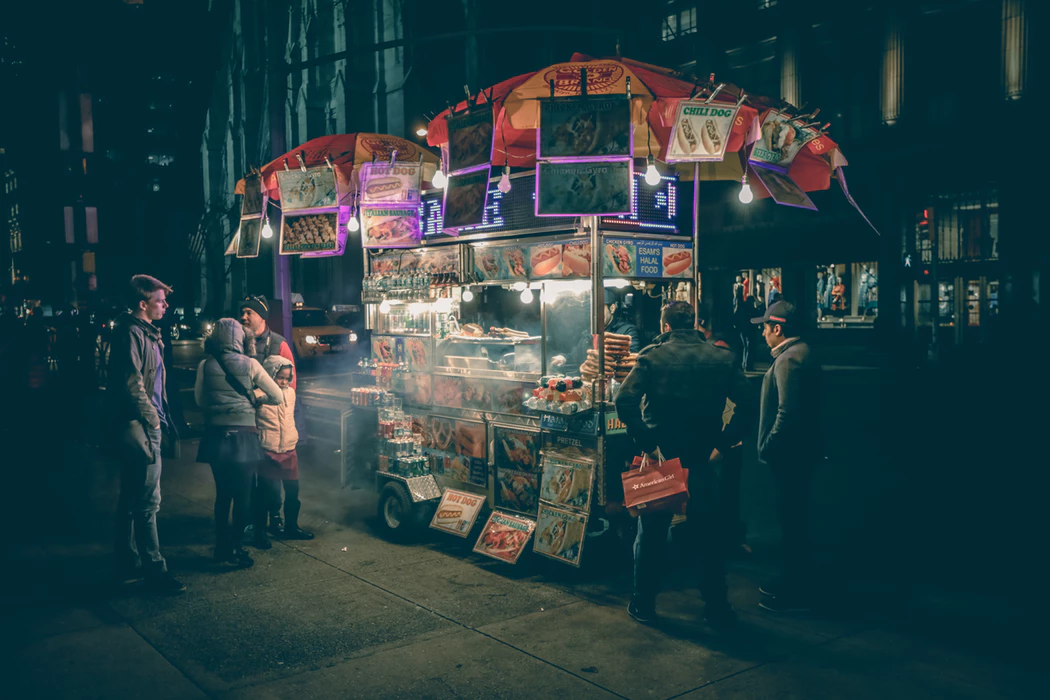 Customers at an outdoor restaurant