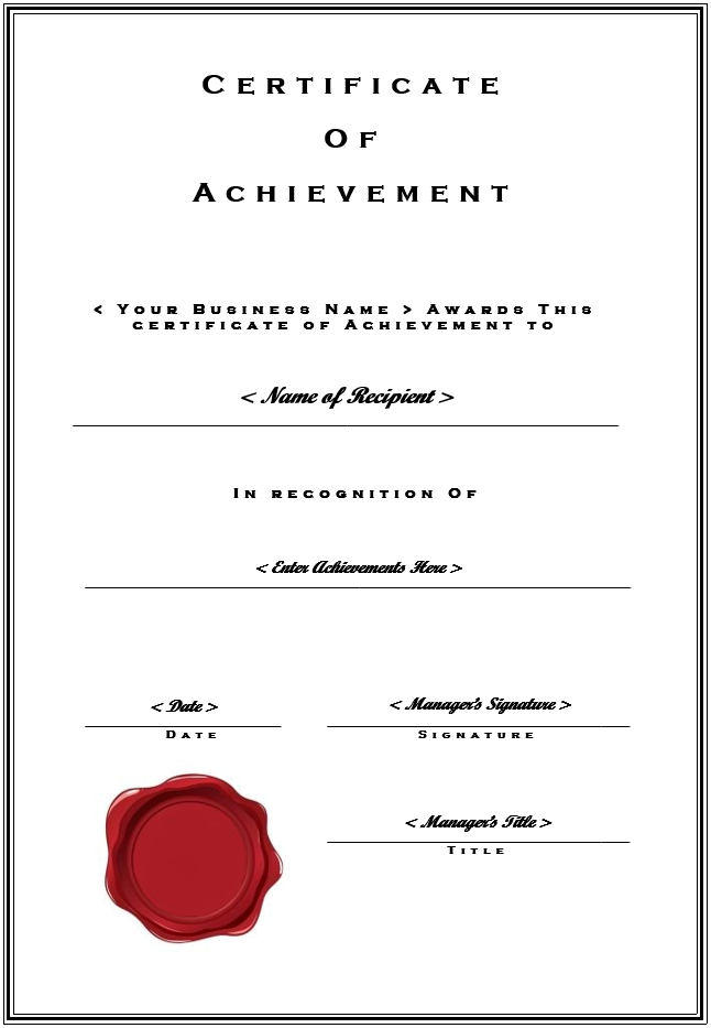 Certificate Of Achievement Template Free Download Sling