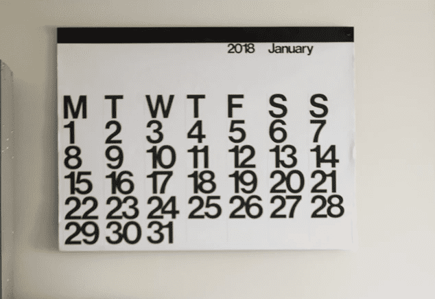 Calendar on the wall