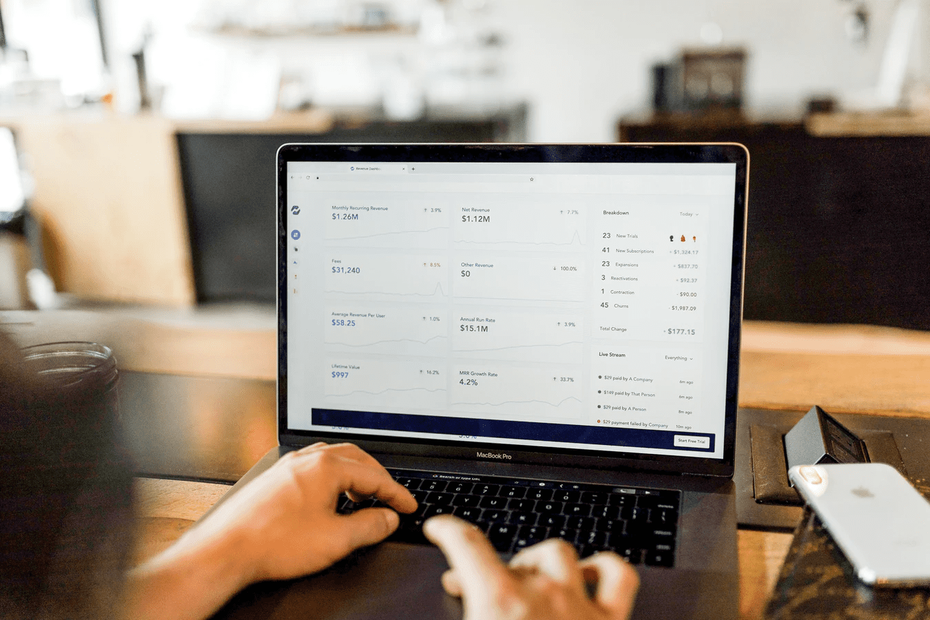 Software program being used to calculate profit margin