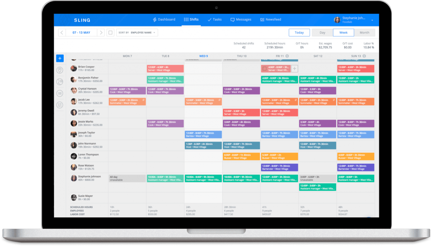 Sling's scheduling feature to improve office efficiency