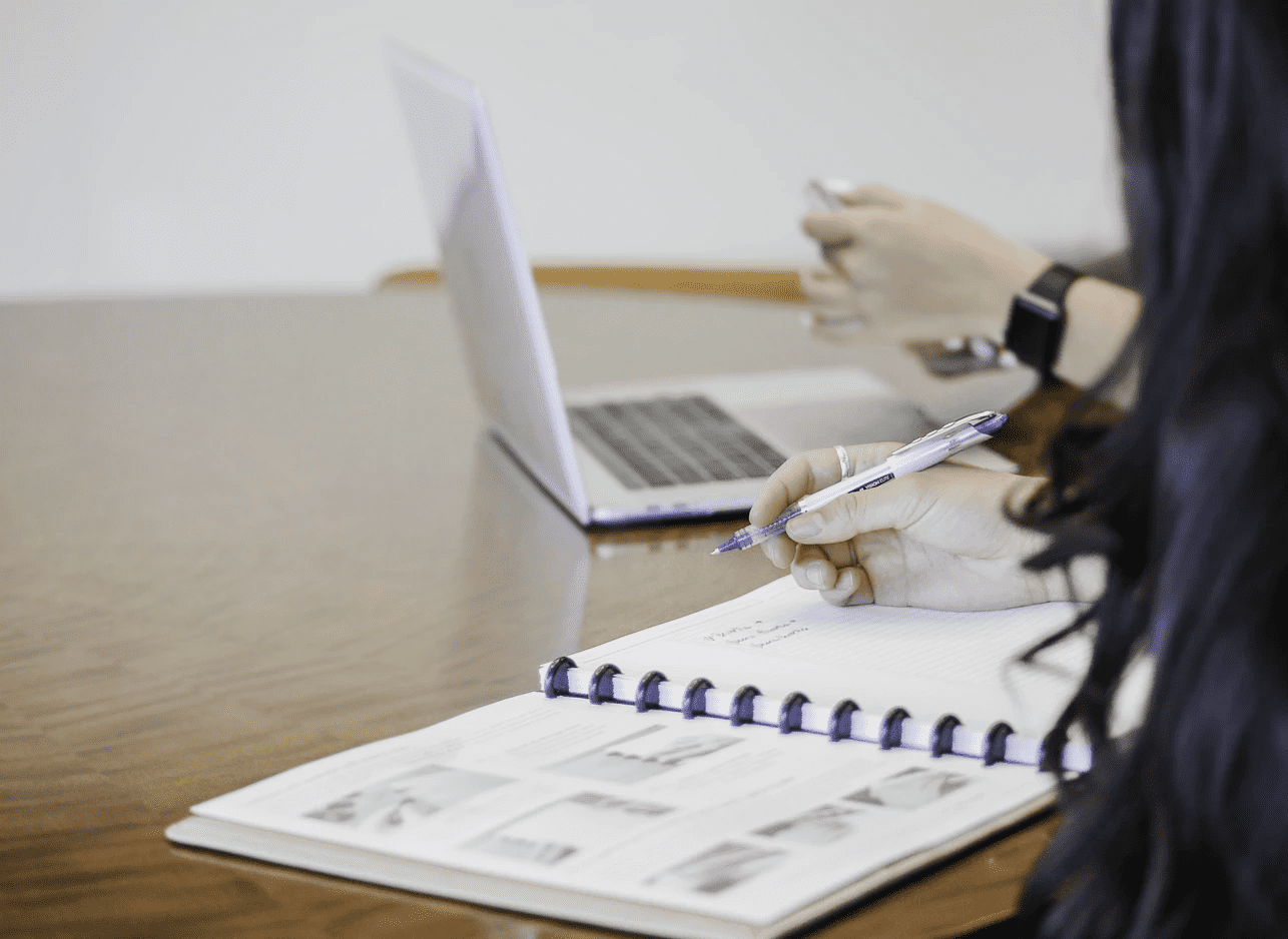 Woman filling out information for her employee availability form