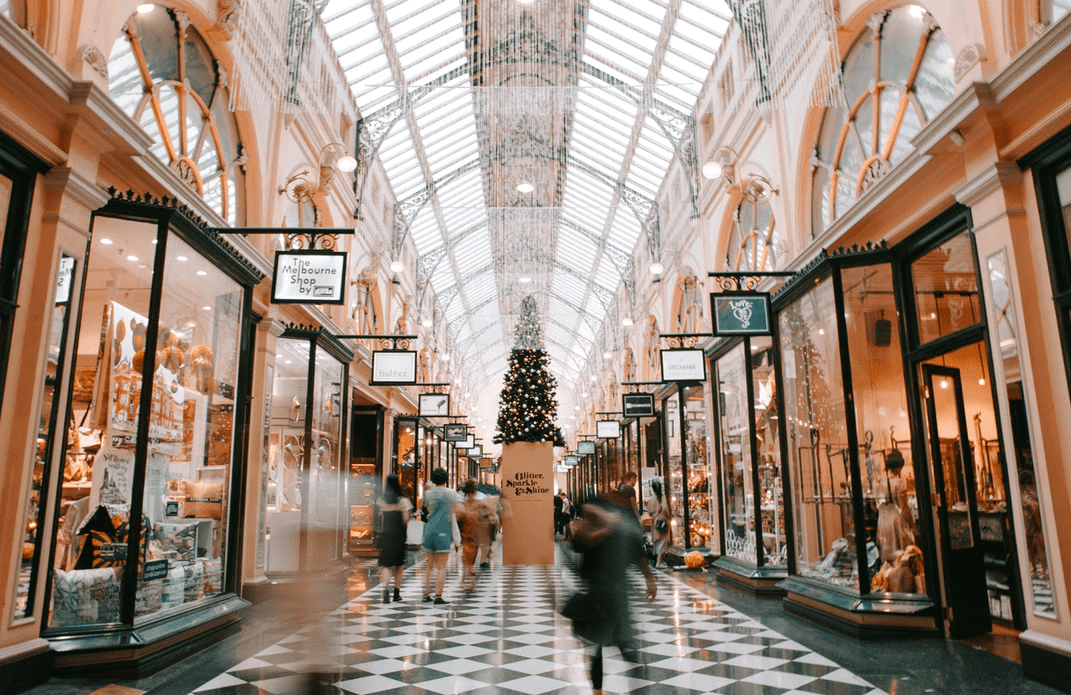 retail mall at Christmas time
