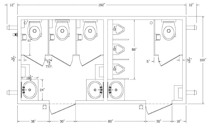 Plan d'étage de la salle de bains du restaurant