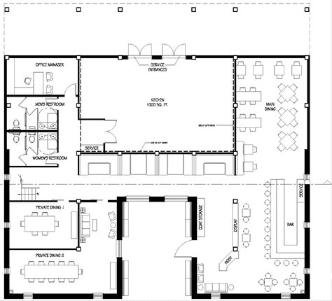 Plano de la zona de comedor del restaurante