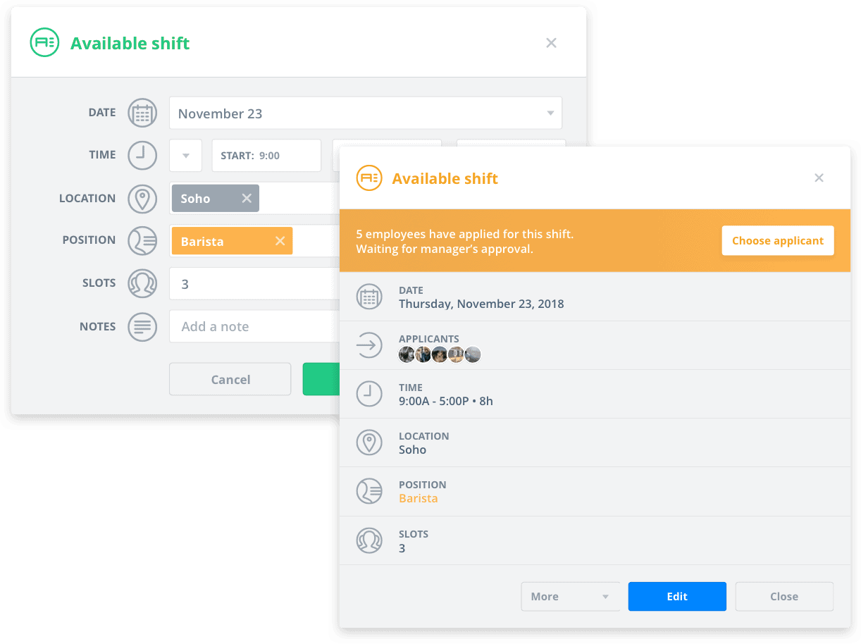 Sling's shifts feature for scheduling issues