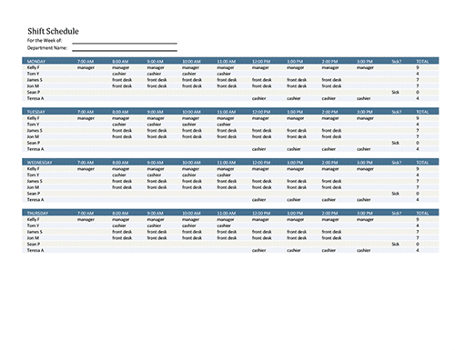 a weekly schedule template found in a microsoft program