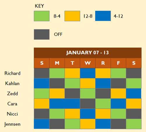 Color-code your weekly schedule template