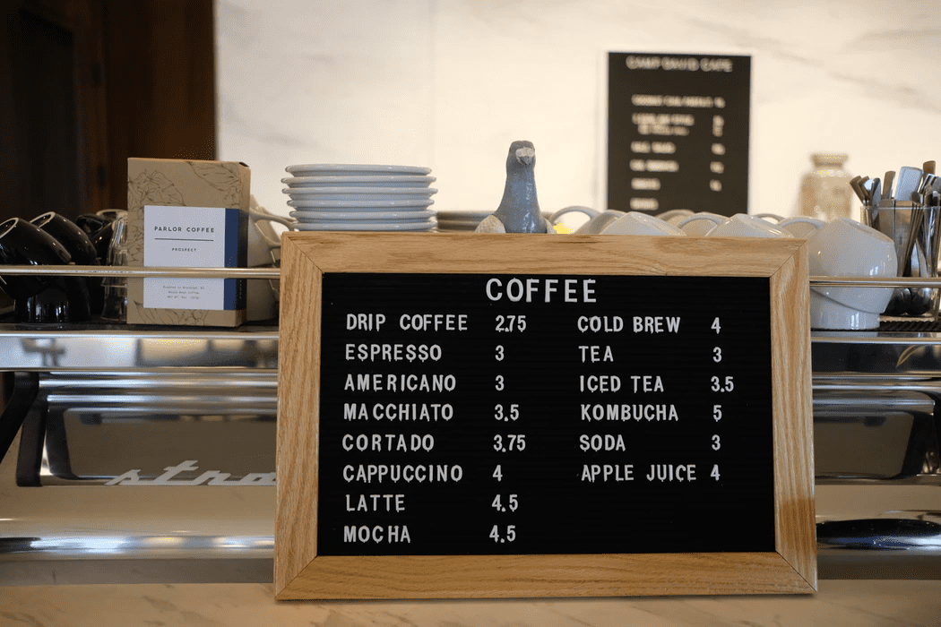 coffee shop menu engineering on letter board