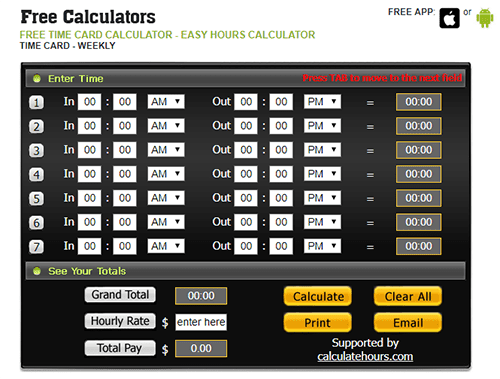 Best free time card calculators