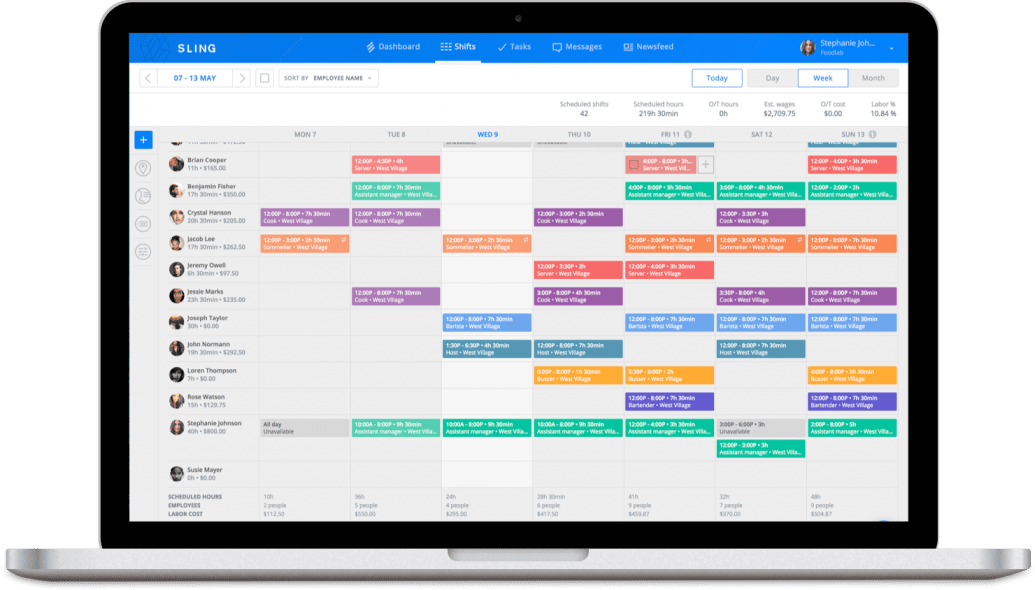Sling's scheduling feature to help control restaurant labor cost
