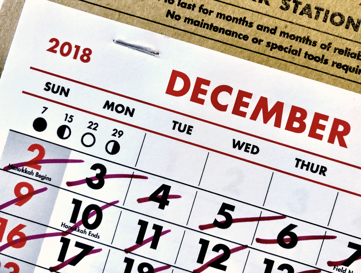 December wall calendar