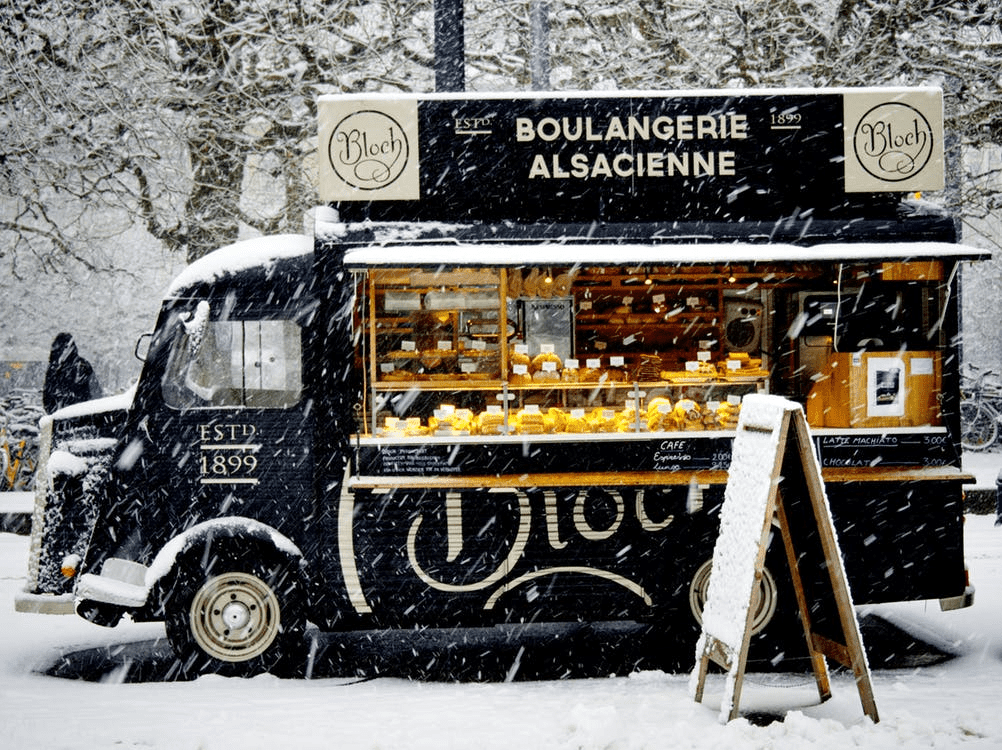 mobile eatery thriving in the snow because of a food truck business plan