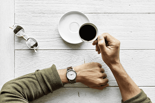 Employee taking a coffee break at work