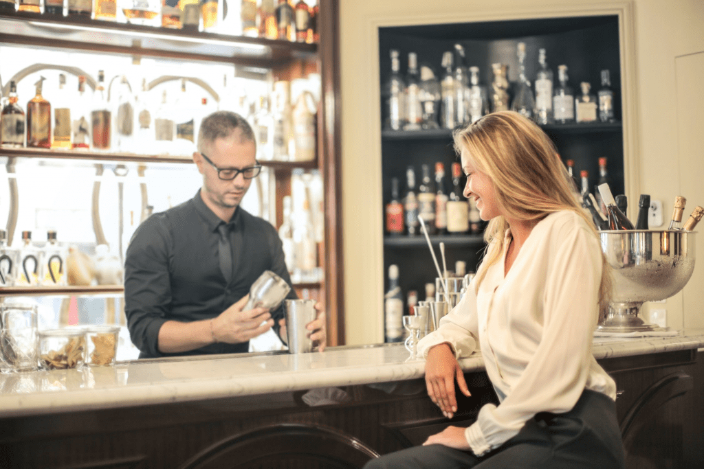 Bartender creating customer loyalty 