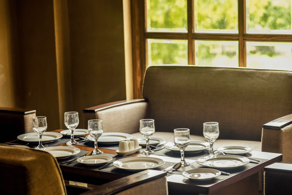 Dinner table set up for fine dining restaurant concepts
