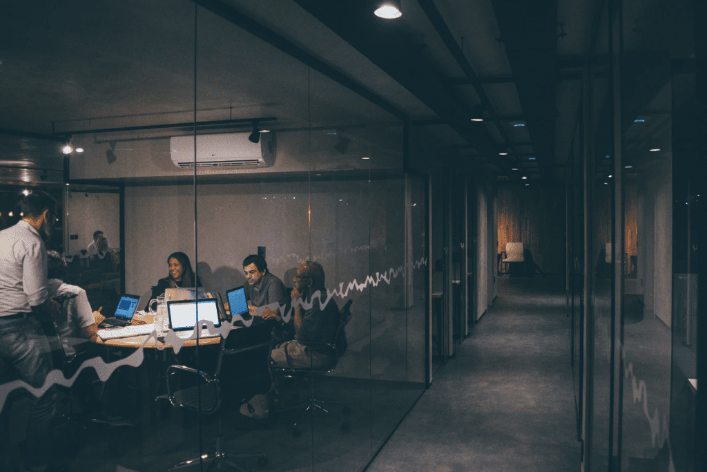 employees at a desk doing diversity activities