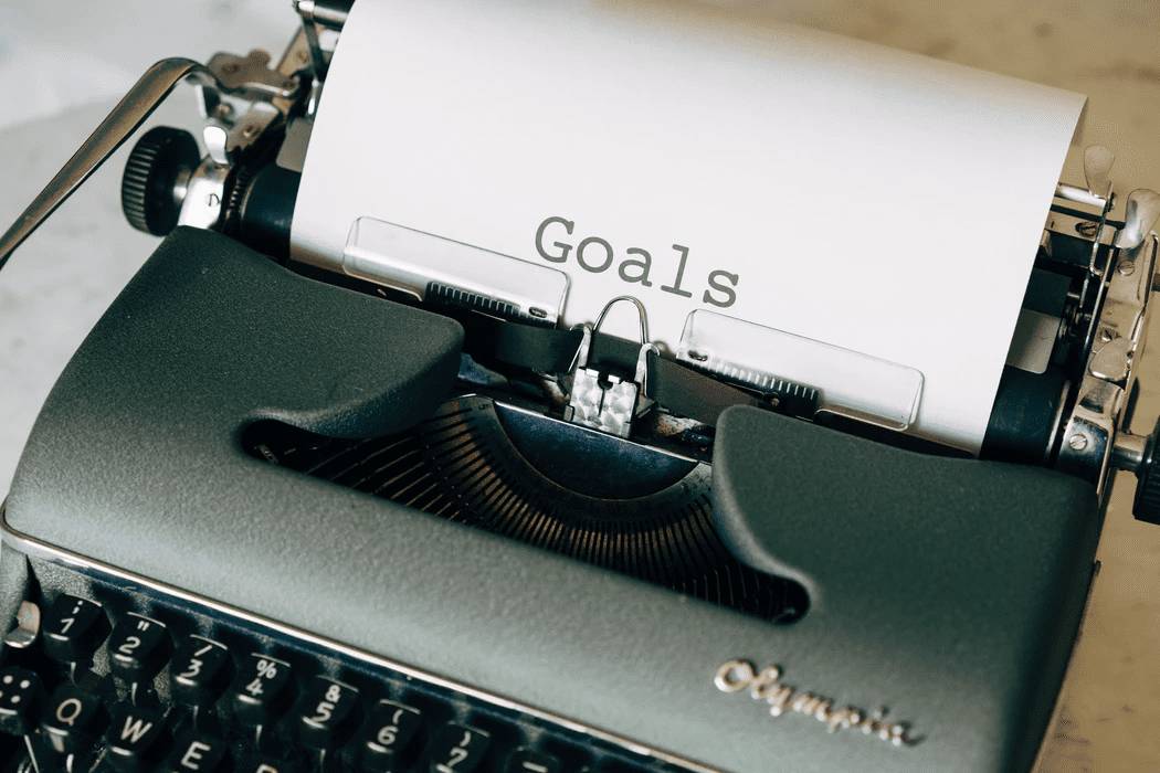 typewriter with business goals