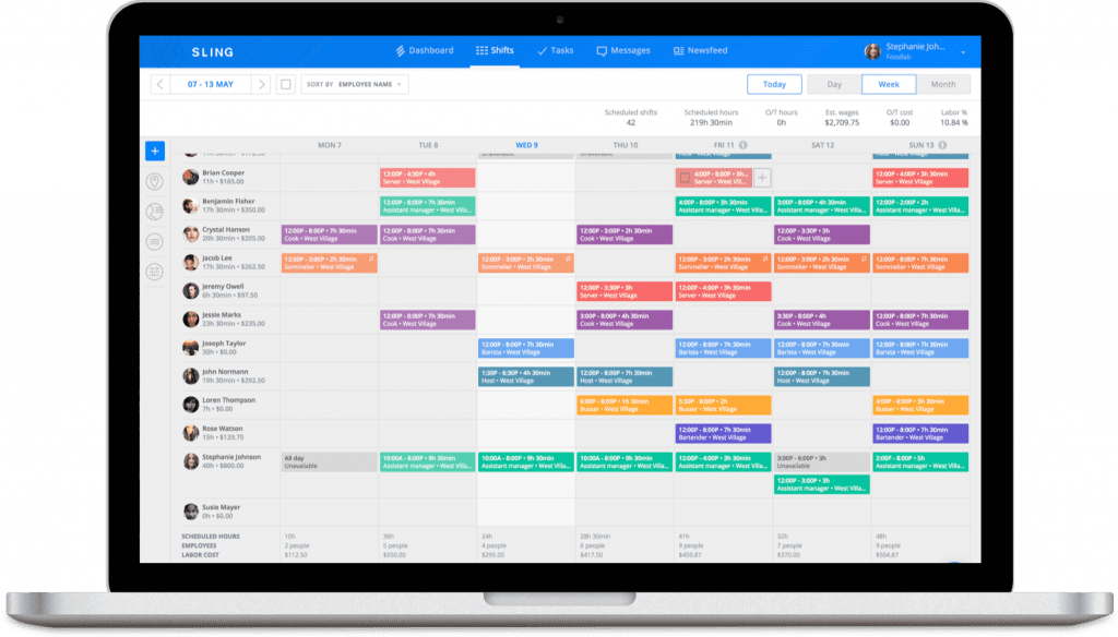 Sling app for scheduling salaried employees