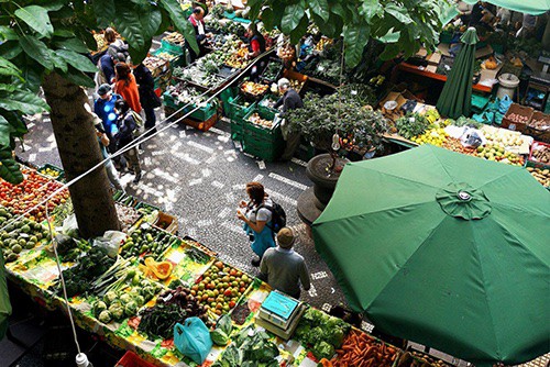 Top view of a Famers market