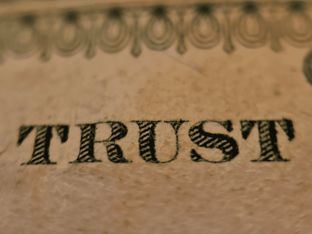 The word trust as a symbol of integrity in the workplace