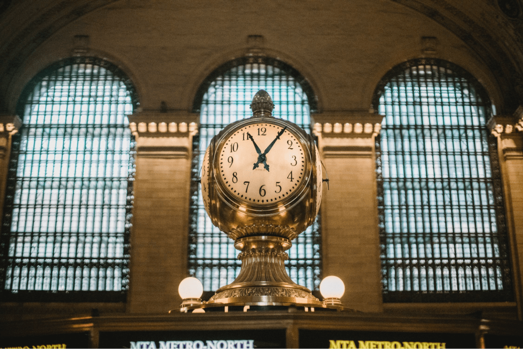 A clock in a metro center