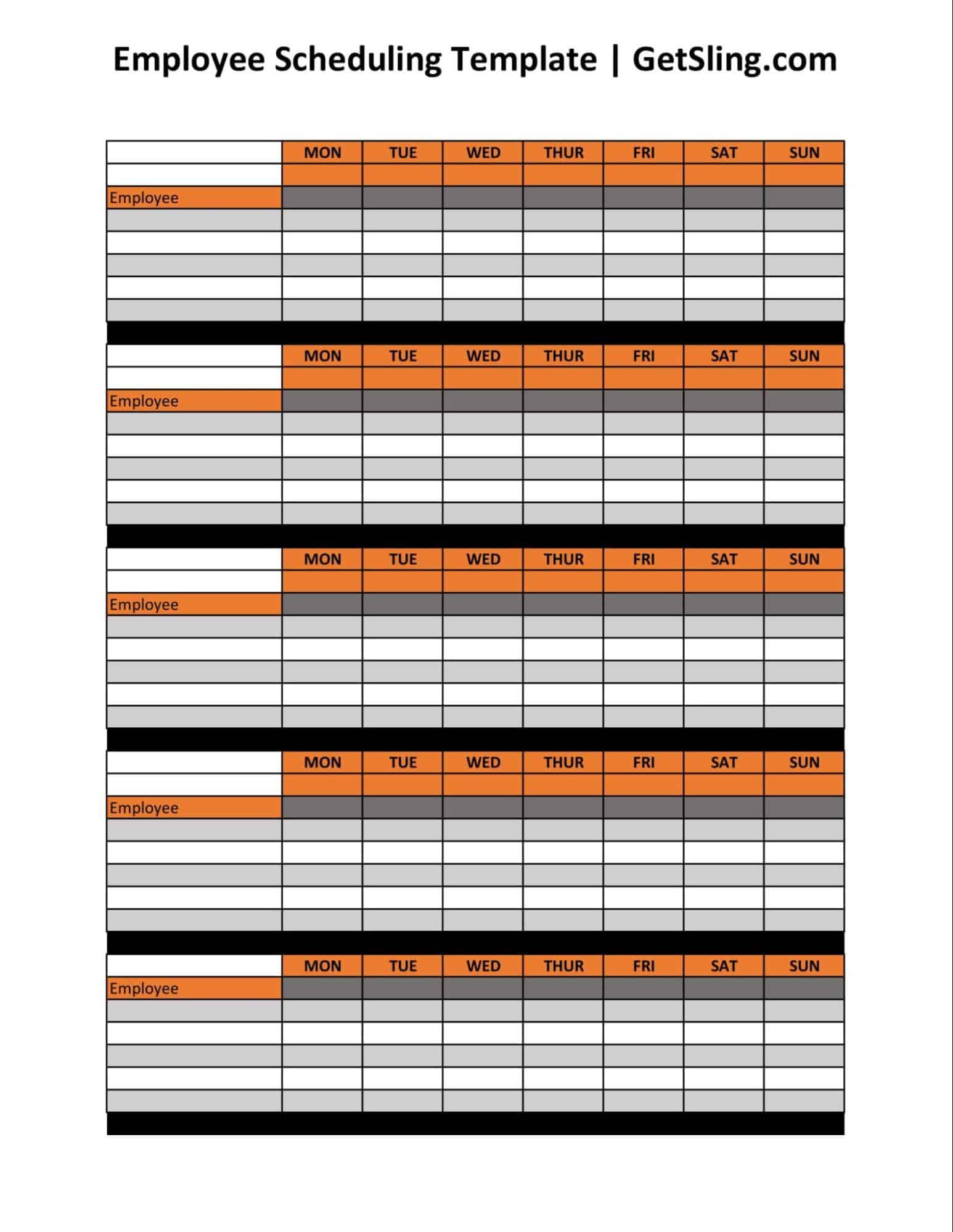 Employee Scheduling Template from Getsling.com