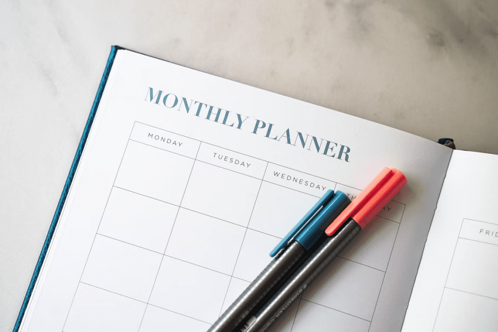 Monthly planner for scheduling