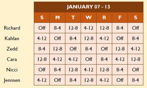 staff scheduling template