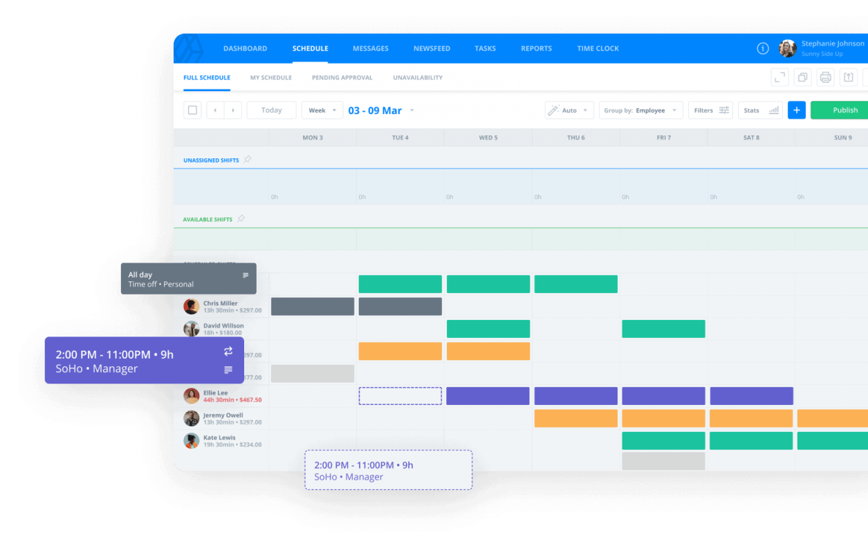 hotel front desk shift scheduler