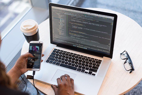 Woman working on coding