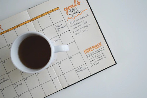 Calendar for business goals tracking