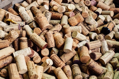Corks from a restaurant that has a corkage fee
