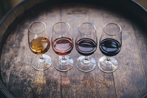 4 glasses of wine for wine tasting