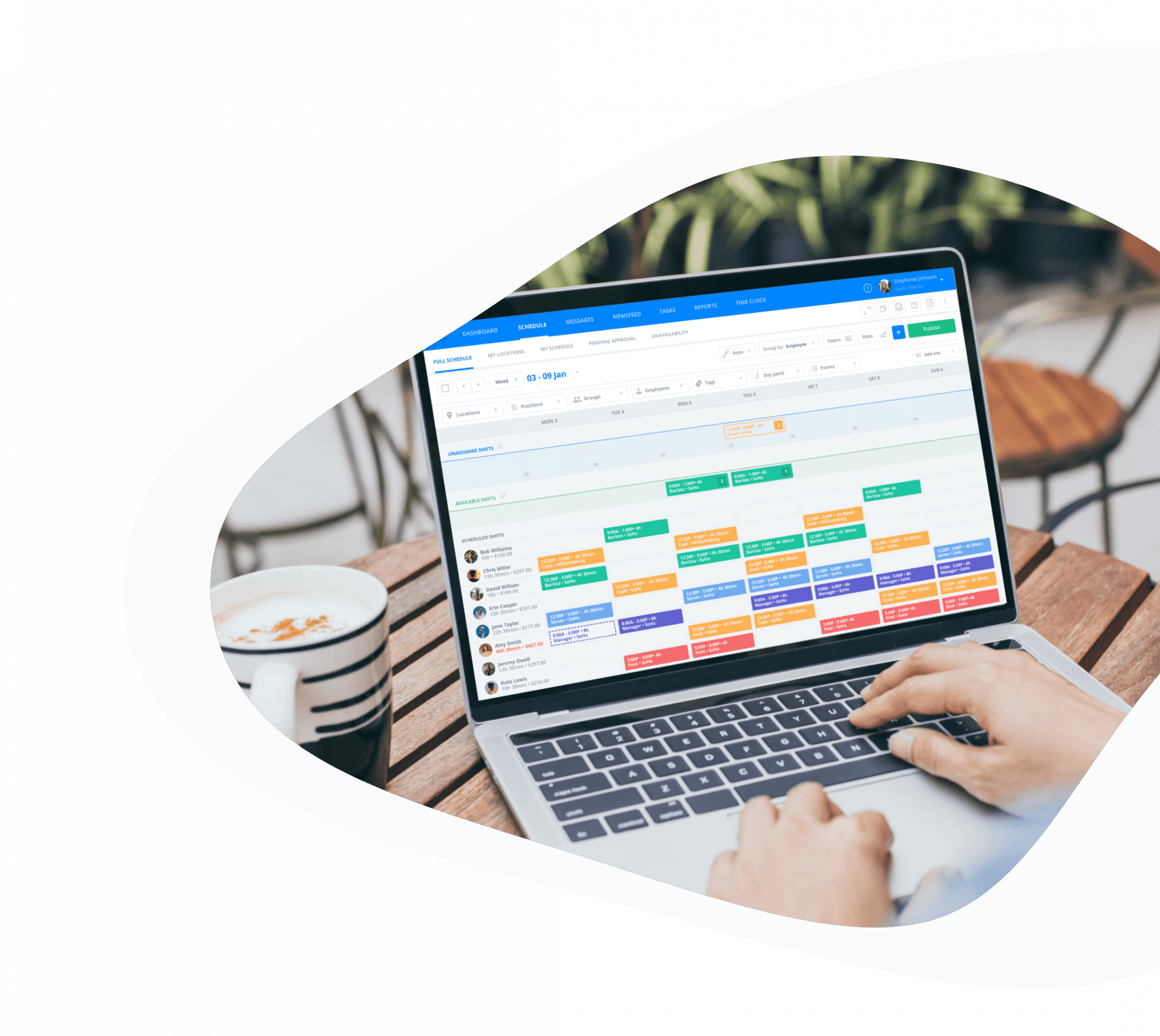 Employee scheduling software with automated scheduling sling