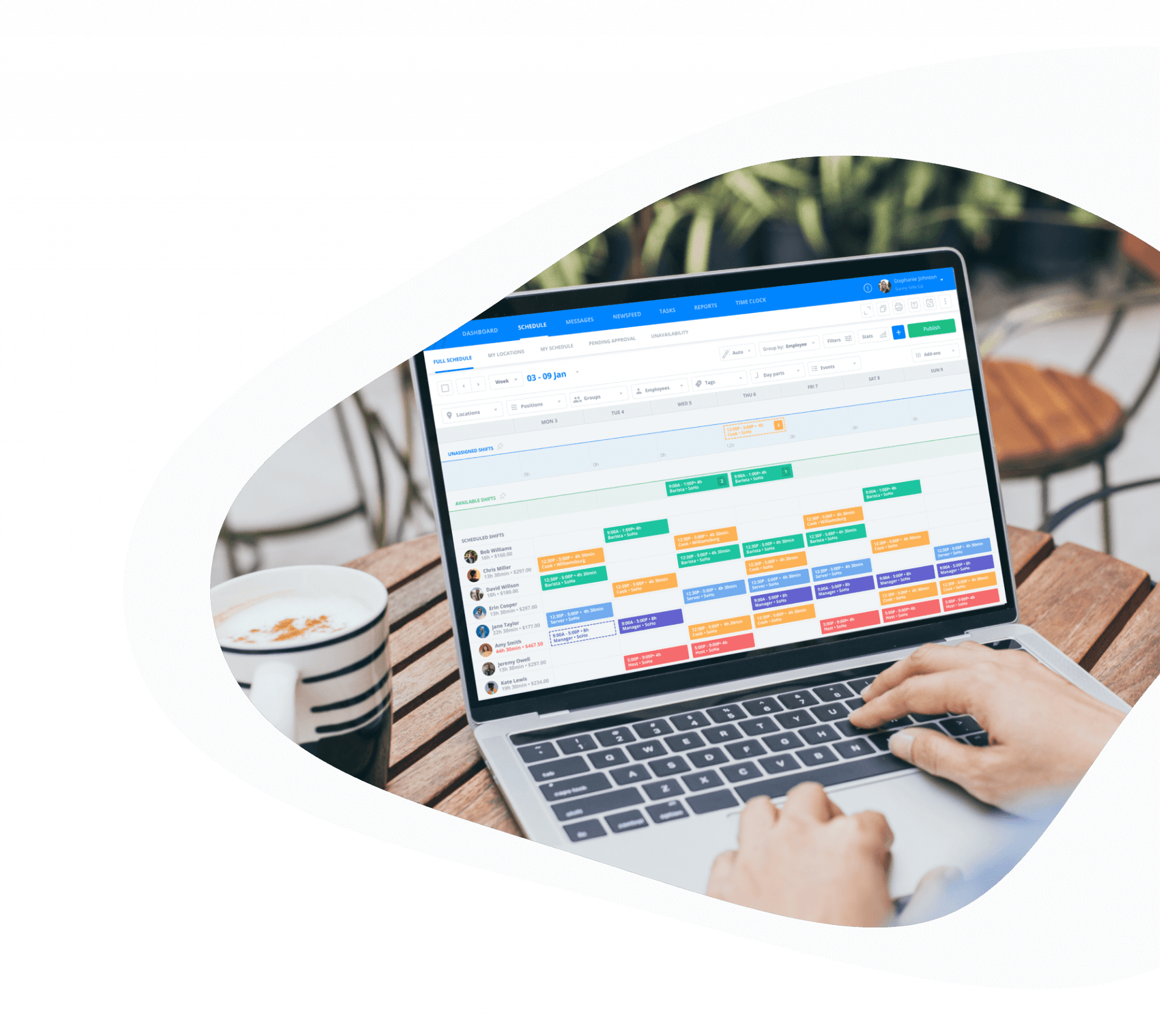 Employee scheduling software with automated scheduling sling