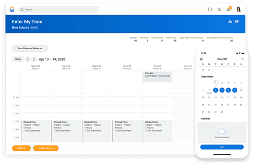 Workday time and attendance tracking app