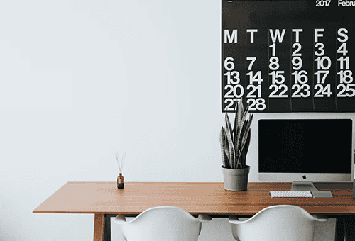 work space with calendar 